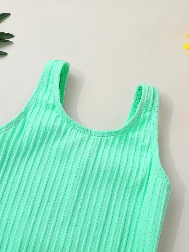 Sleeveless Ribbed Teal Swimsuit