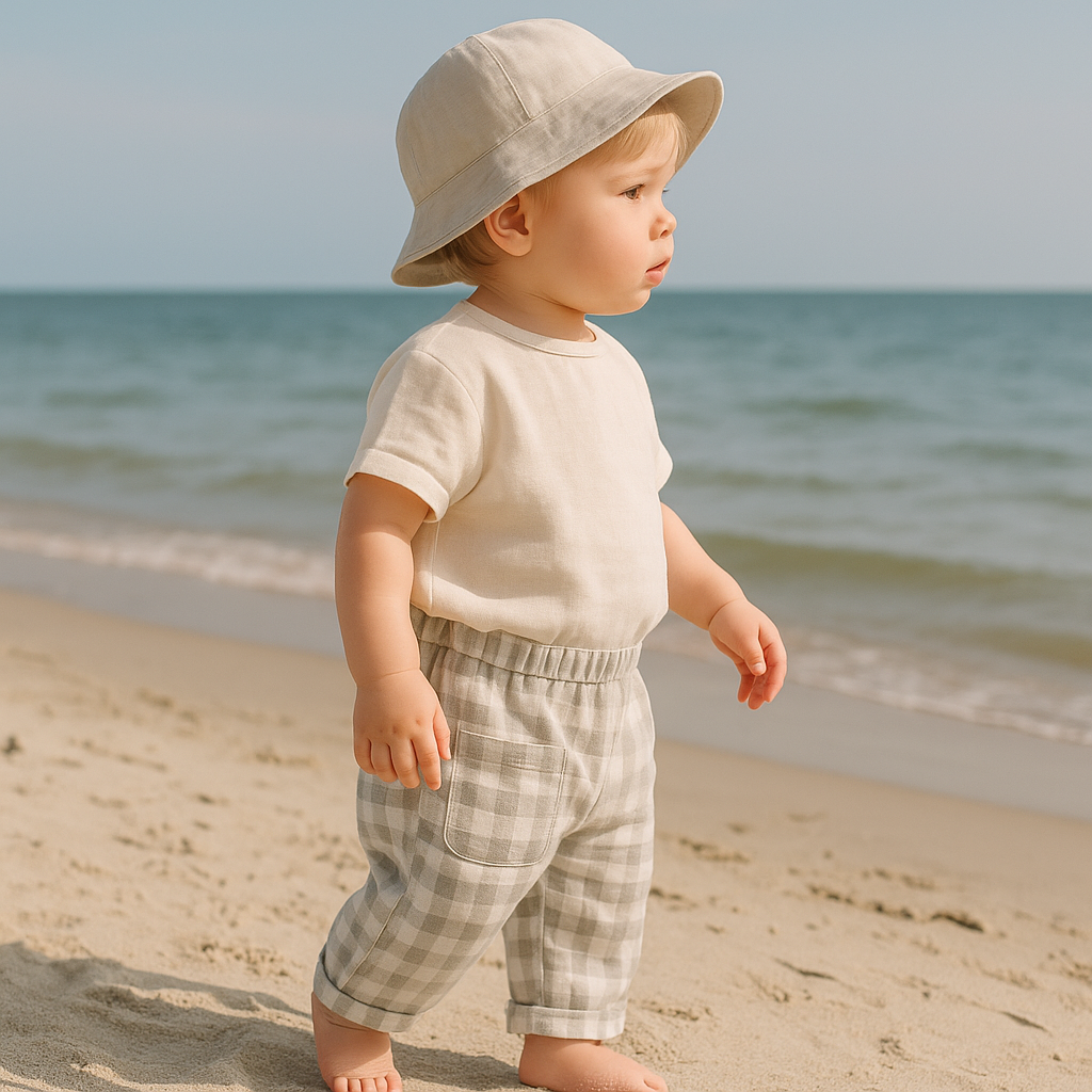 3PCS Soft Cotton Muslin Baby Pants Set | Unisex Plaid Trousers