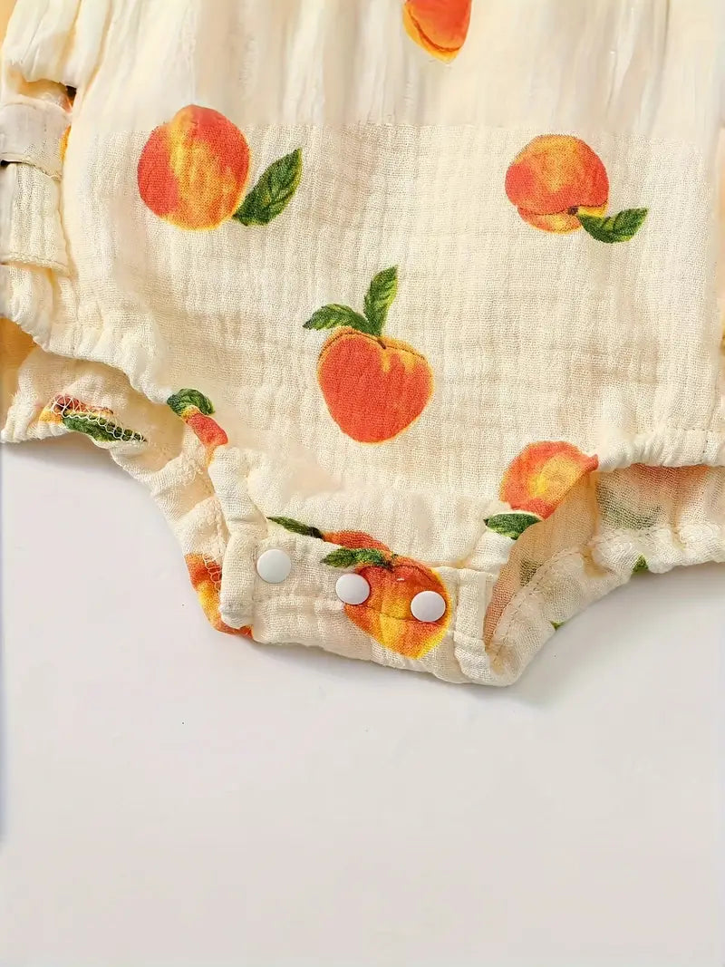 Peach Print Baby Girl Romper