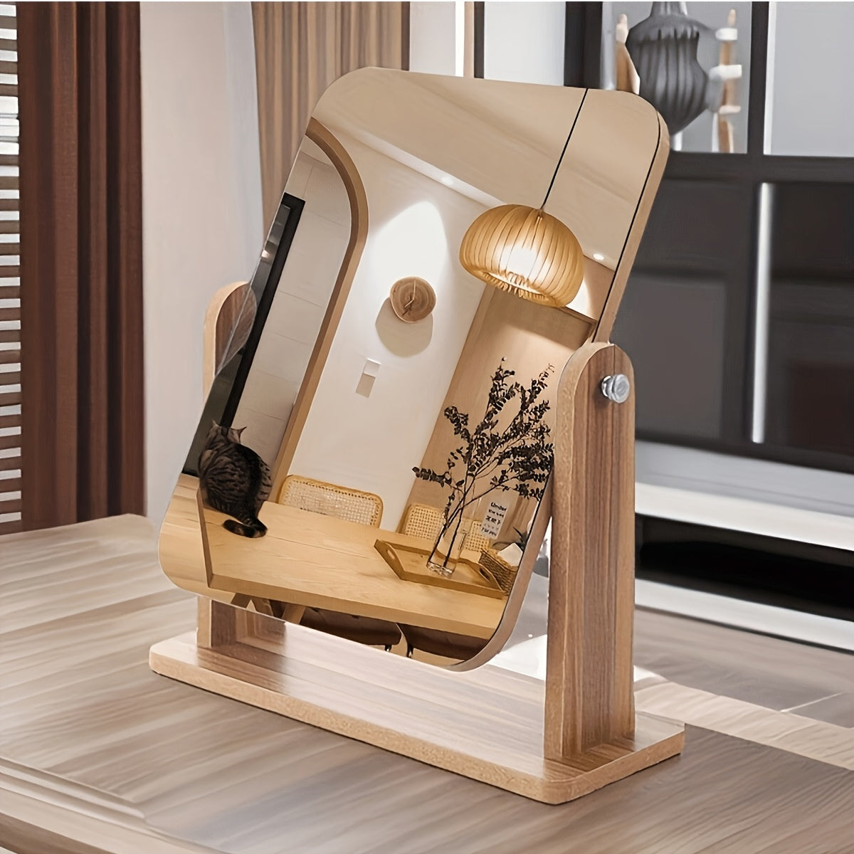 Rotating Wooden Makeup Mirror | Eco Chic Vanity Essential