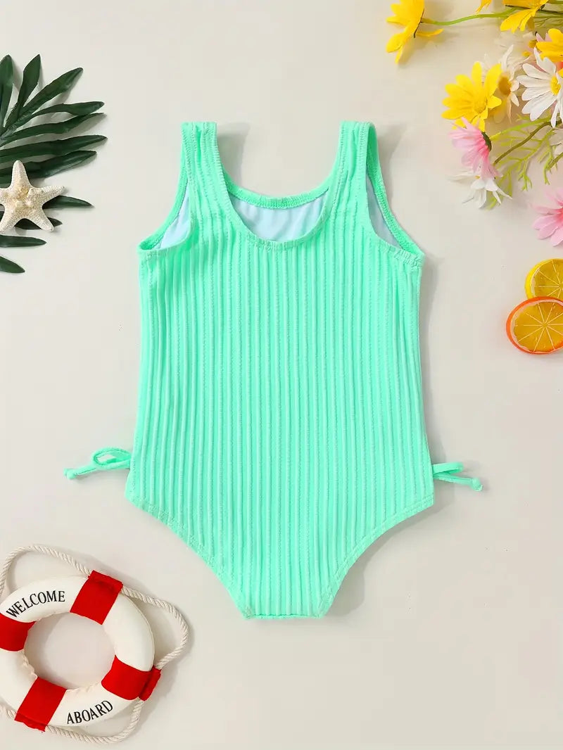 Sleeveless Ribbed Teal Swimsuit