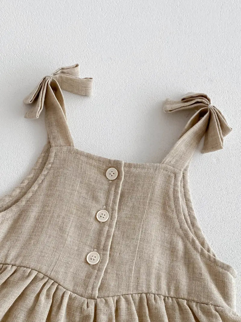 Solid Color Cotton Baby Romper Dress | Casual Sleeveless Onesie