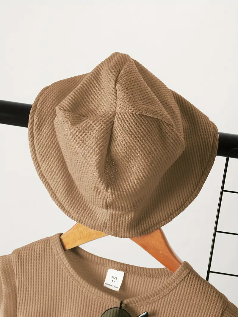 2-Piece Waffle Knit Summer Set – Boys T-Shirt & Shorts