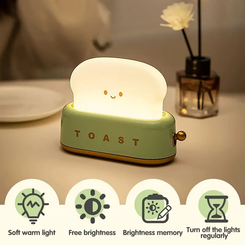 Cute Toaster-Shaped LED Night Light | USB Rechargeable | Eco Lamp