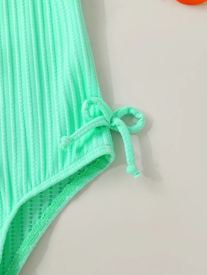 Sleeveless Ribbed Teal Swimsuit