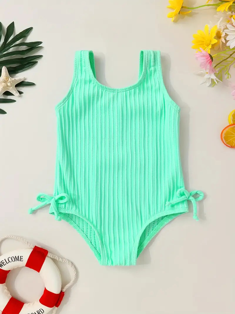 Sleeveless Ribbed Teal Swimsuit