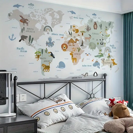 3D Zoo Map Wall Decal – Educational Animal Room Decor