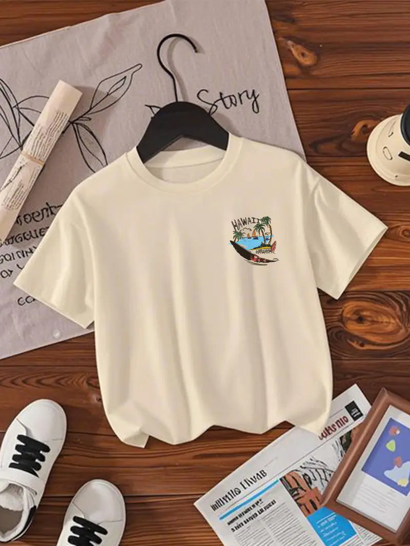 Cool Cartoon Print Short Sleeve T-shirt for Tweens | Fun Summer Top