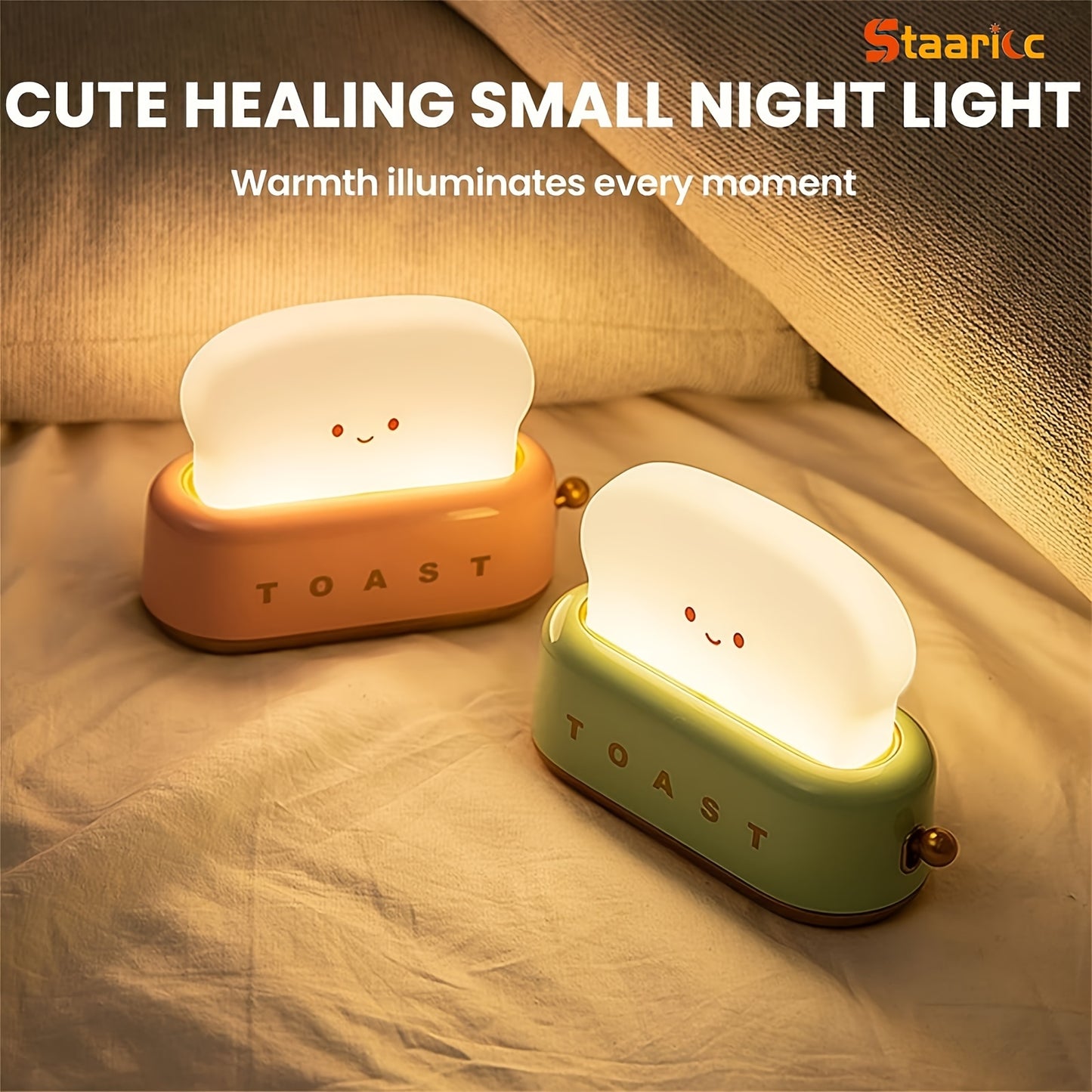 Cute Toaster-Shaped LED Night Light | USB Rechargeable | Eco Lamp