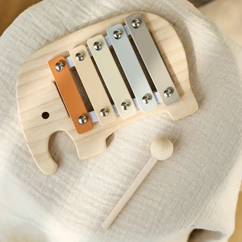Wooden Elephant Sensory Toy – Early Learning Tapping Board