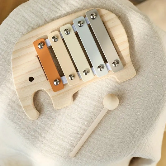 Wooden Elephant Sensory Toy – Early Learning Tapping Board
