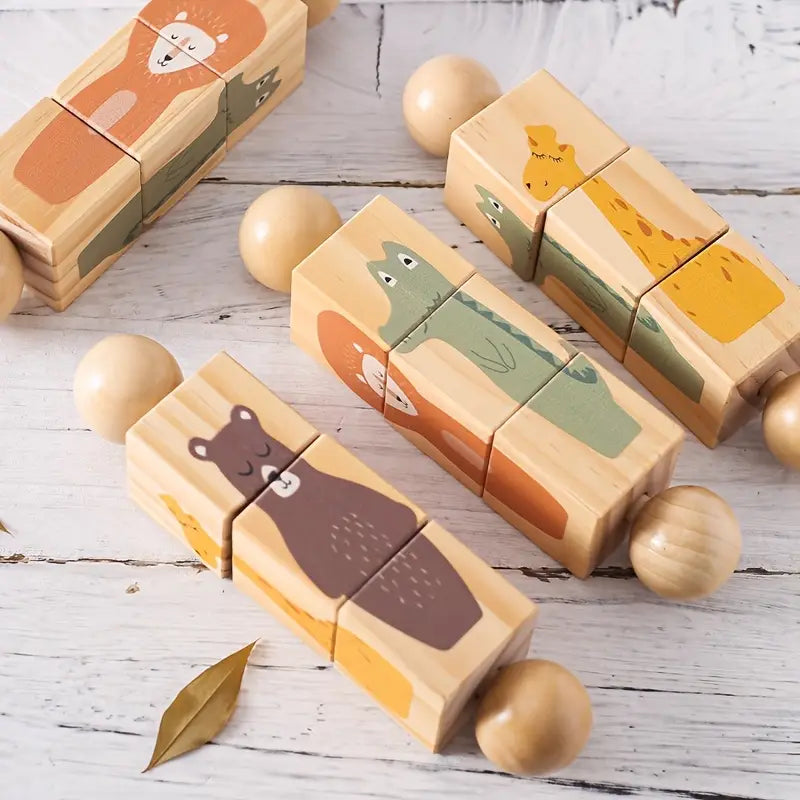 Interactive Wooden Animal Puzzle – Educational Baby Toy