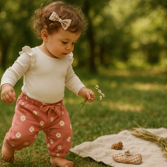 3-Piece Baby Girl Outfit – Flutter Onesie, Floral Pants & Headband