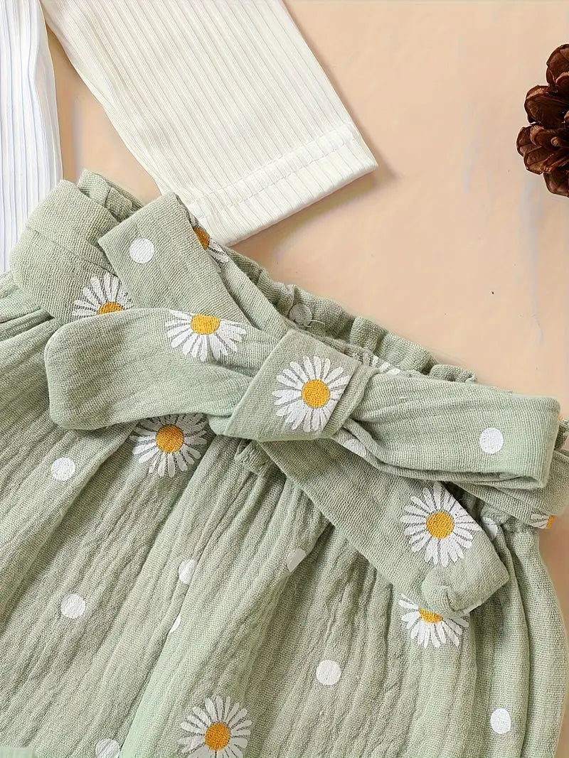 3-Piece Baby Girl Outfit – Flutter Onesie, Floral Pants & Headband