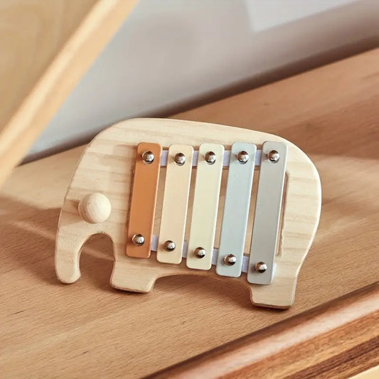 Wooden Elephant Sensory Toy – Early Learning Tapping Board