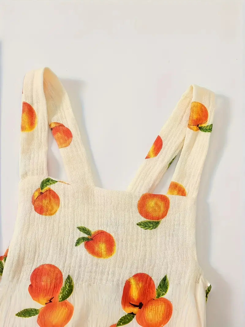 Peach Print Baby Girl Romper