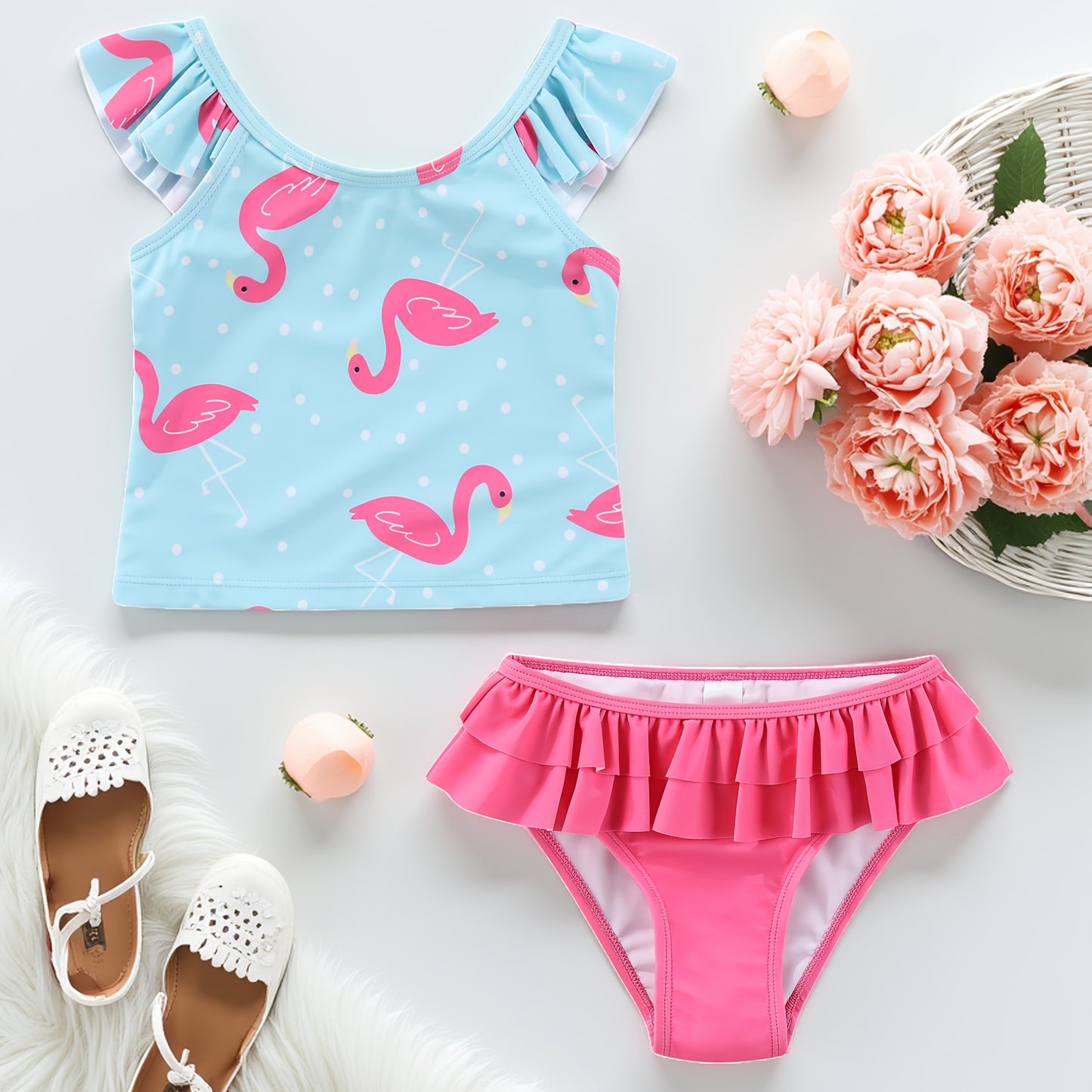 Flamingo Print Two-Piece Swimsuit
