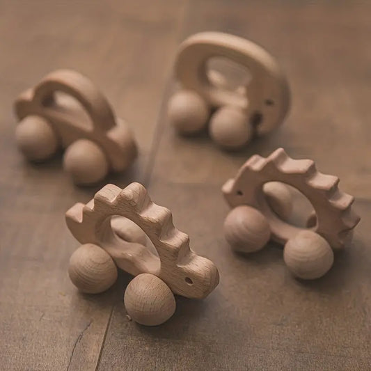 Handcrafted Animal Wooden Baby Car Toy | Montessori Learning