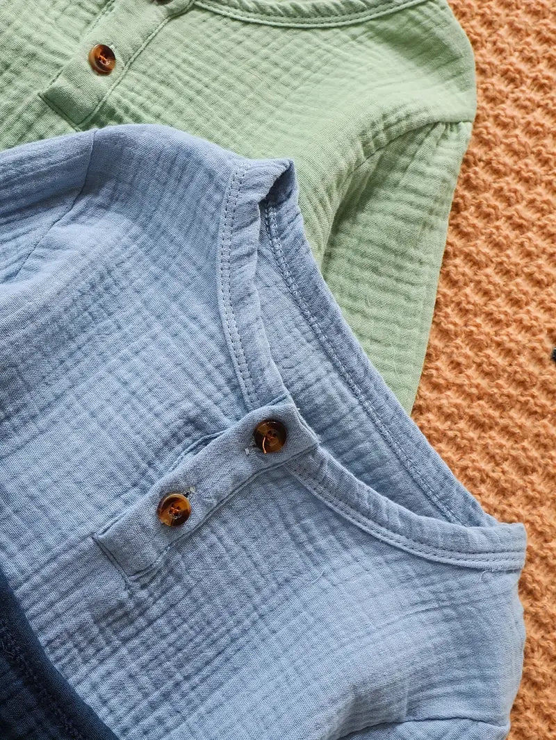 3PCS Boys Cotton Long Sleeve T-Shirts | Cozy Button Design