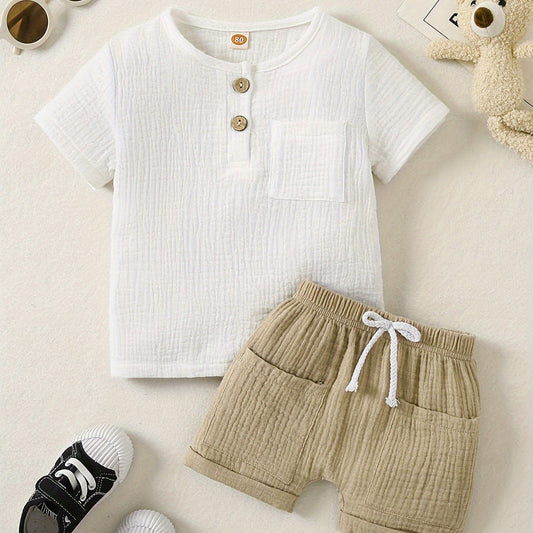 2PCS Baby Boys Cotton Summer Outfit Set