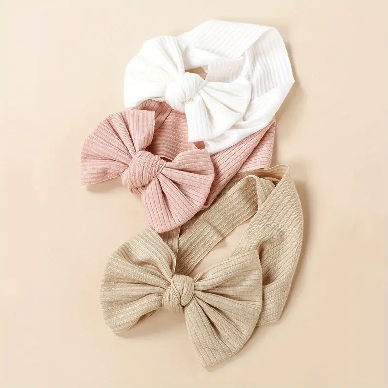 Knitted Bow Headbands for Girls | 3PCS Elastic Baby Hair Accessories