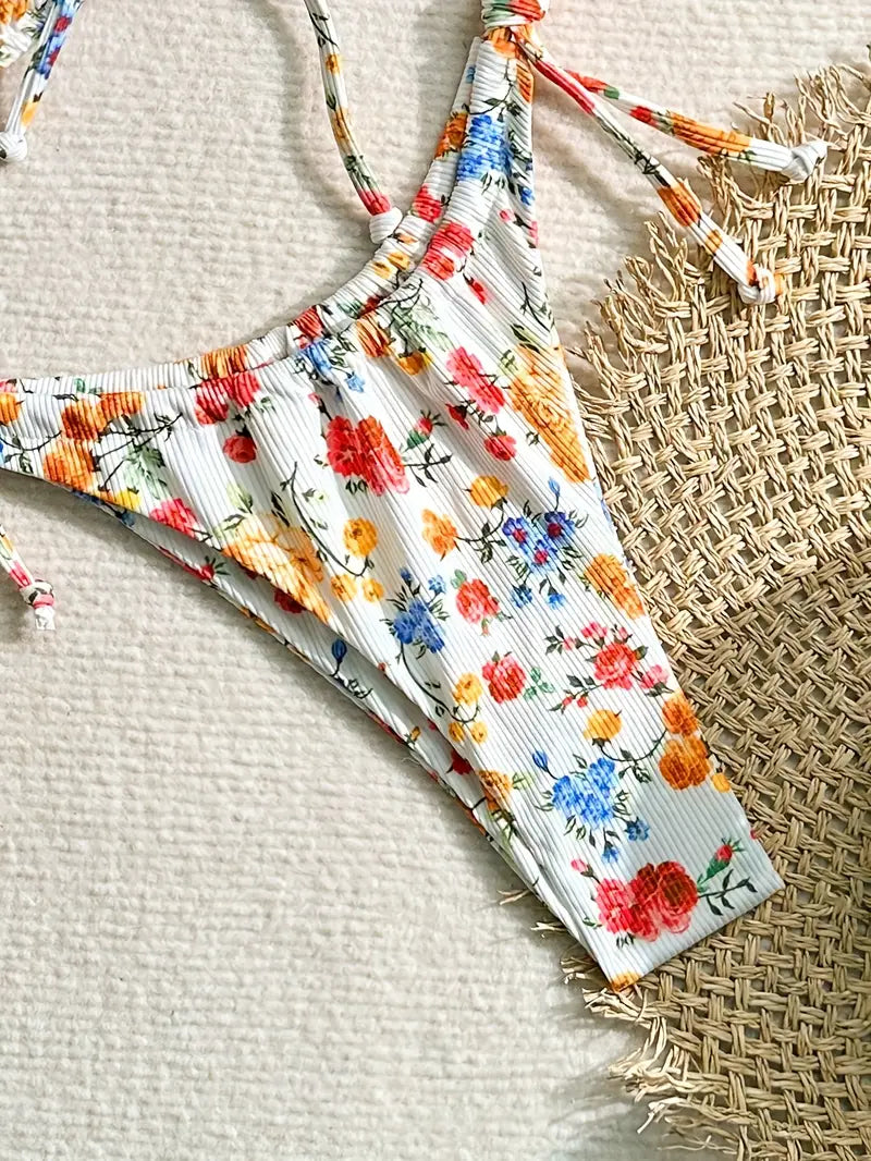 Random Print Bikini with Padded Top