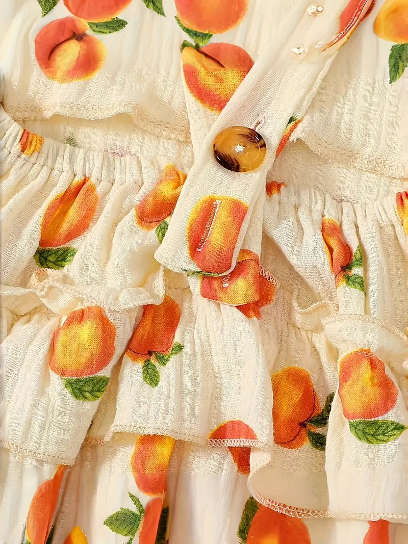 Peach Print Baby Girl Romper