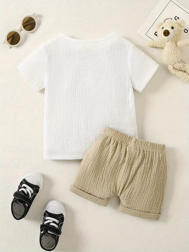 2PCS Baby Boys Summer Outfit Set | Cotton T-shirt & Shorts