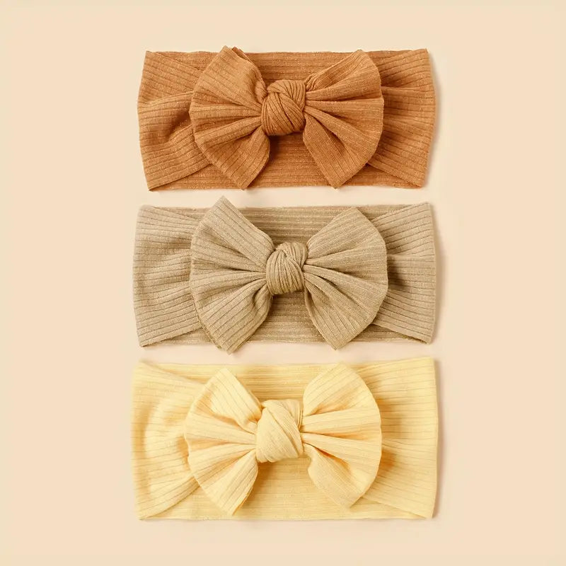 Knitted Bow Headbands for Girls | 3PCS Elastic Baby Hair Accessories