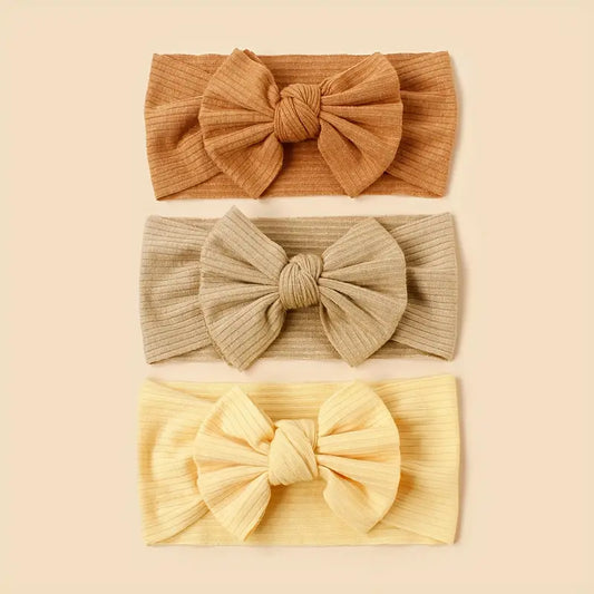 Knitted Bow Headbands for Girls | 3PCS Elastic Baby Hair Accessories