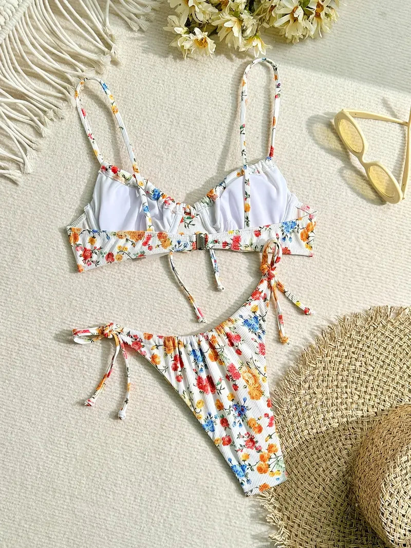 Random Print Bikini with Padded Top