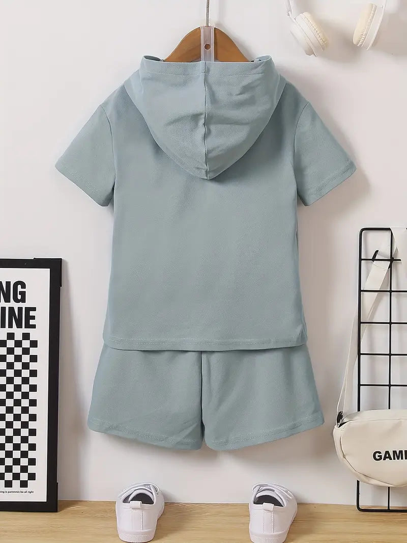 Boys Casual Dinosaur Print Short Sleeve & Shorts Set | Breathable Outfit