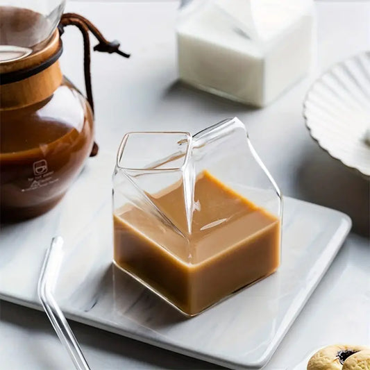 Creative Milk Box Glass Cup | Cute & Eco-Friendly Drinkware