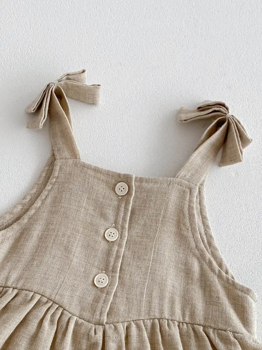 Solid Color Cotton Baby Romper Dress | Casual Sleeveless Onesie