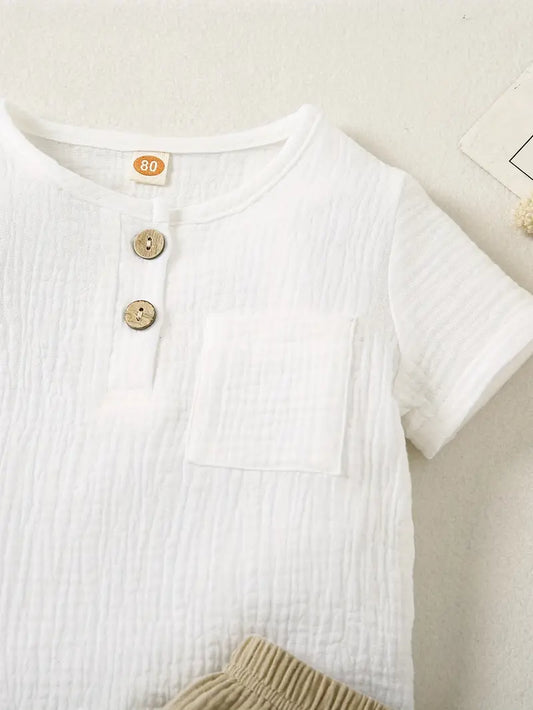 2PCS Baby Boys Summer Outfit Set | Cotton T-shirt & Shorts
