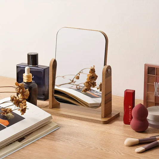 Rotating Wooden Makeup Mirror | Eco Chic Vanity Essential