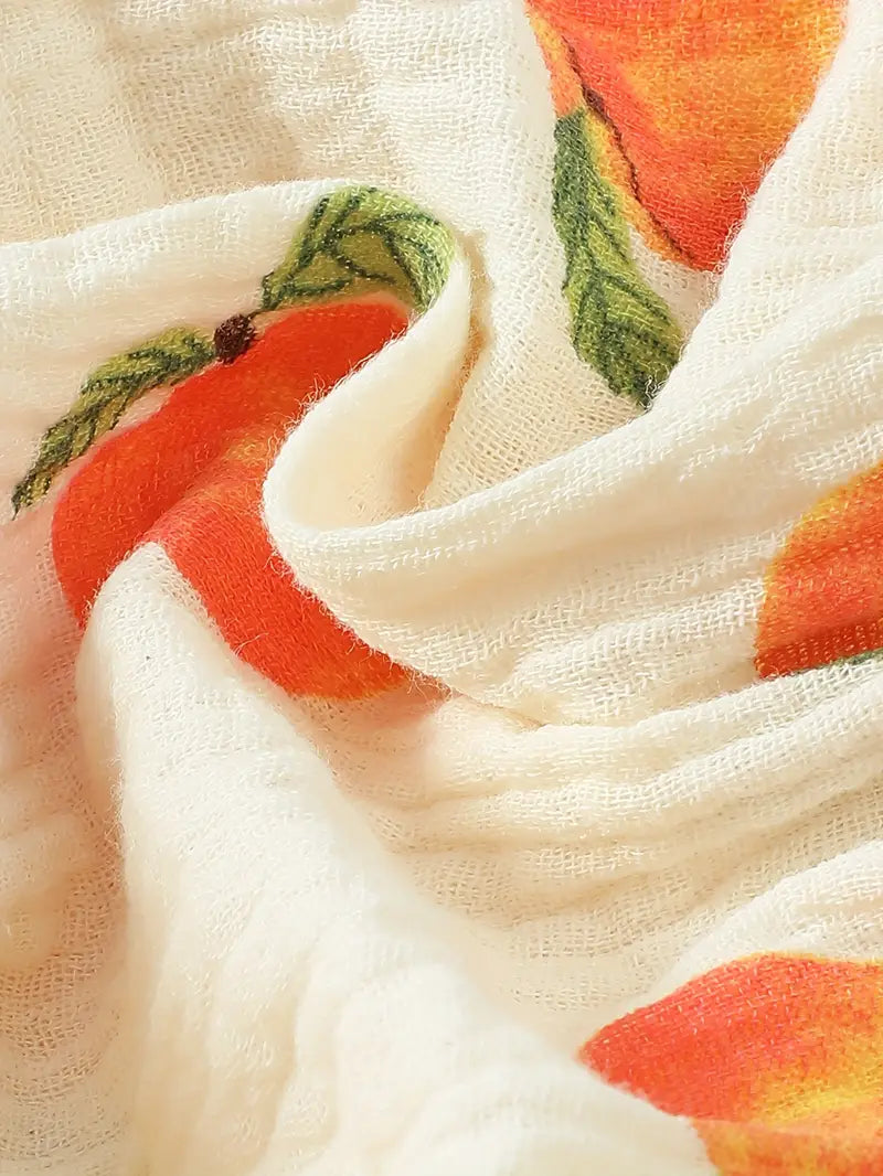 Orange Cotton Romper Dress – Sleeveless & Shirred for Girls