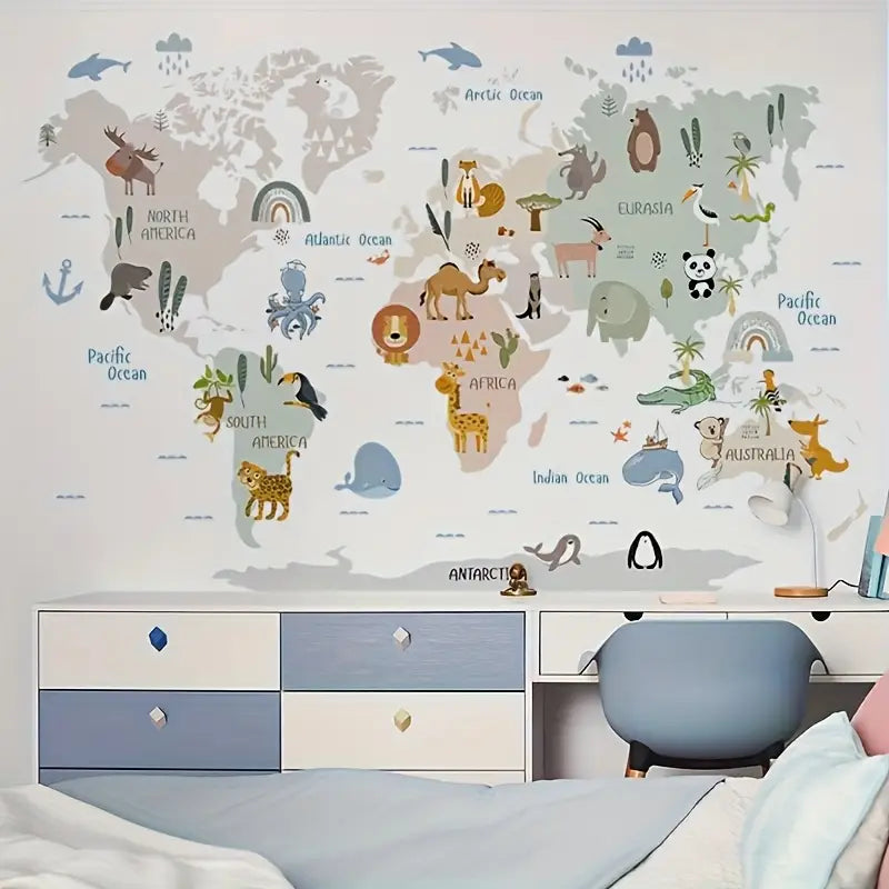3D Zoo Map Wall Decal – Educational Animal Room Decor