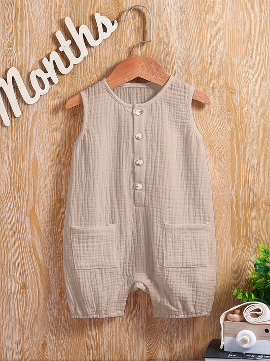Solid Color Baby Cotton Bodysuit | Unisex Summer Onesie