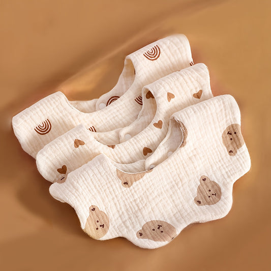 3-pack muslin bibs in cream cotton